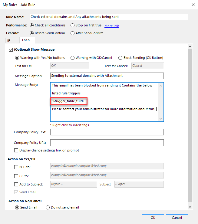 Sample trigger setup